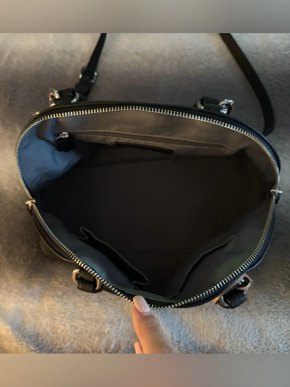 Coach Peyton Cora Black Saffiano Leather Domed Satchel Crossbody